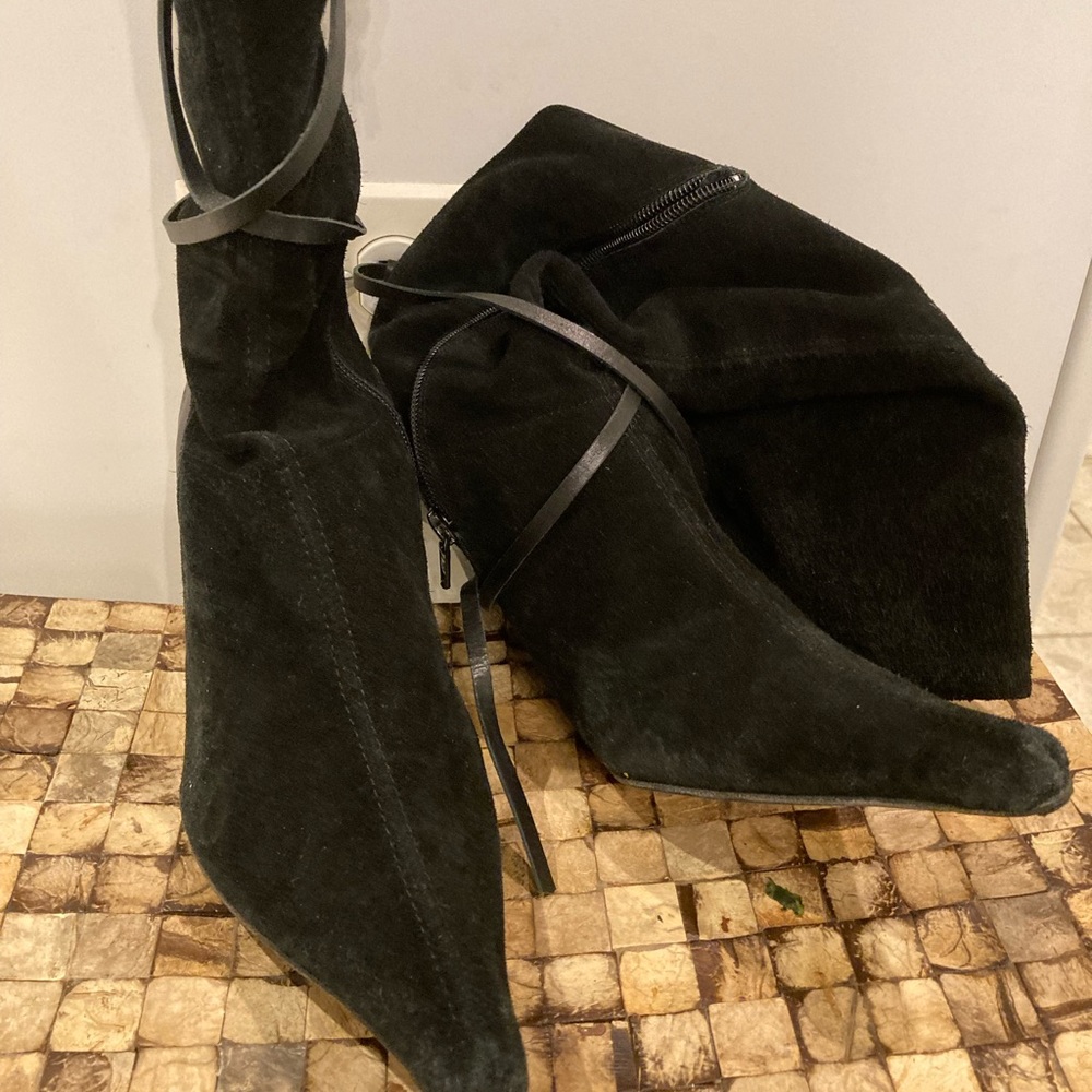 Black suede boots